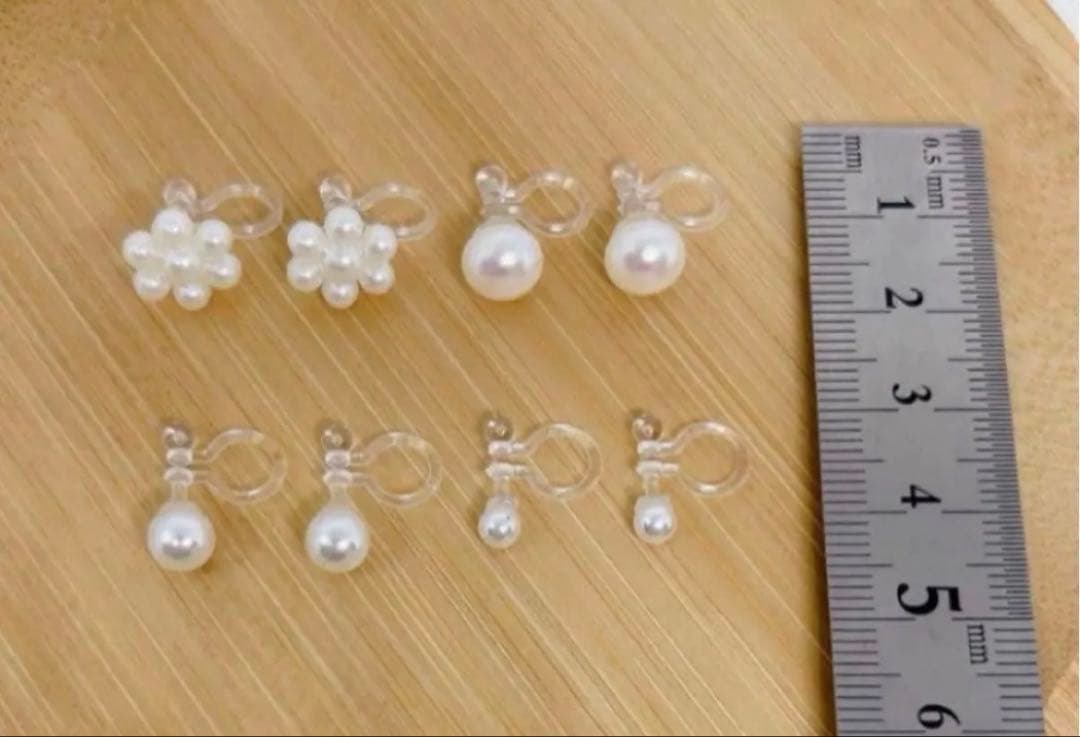 【955】樹脂パールノンホールピアス4ペア アレルギー対応イヤリングシンプル一粒 — image 3