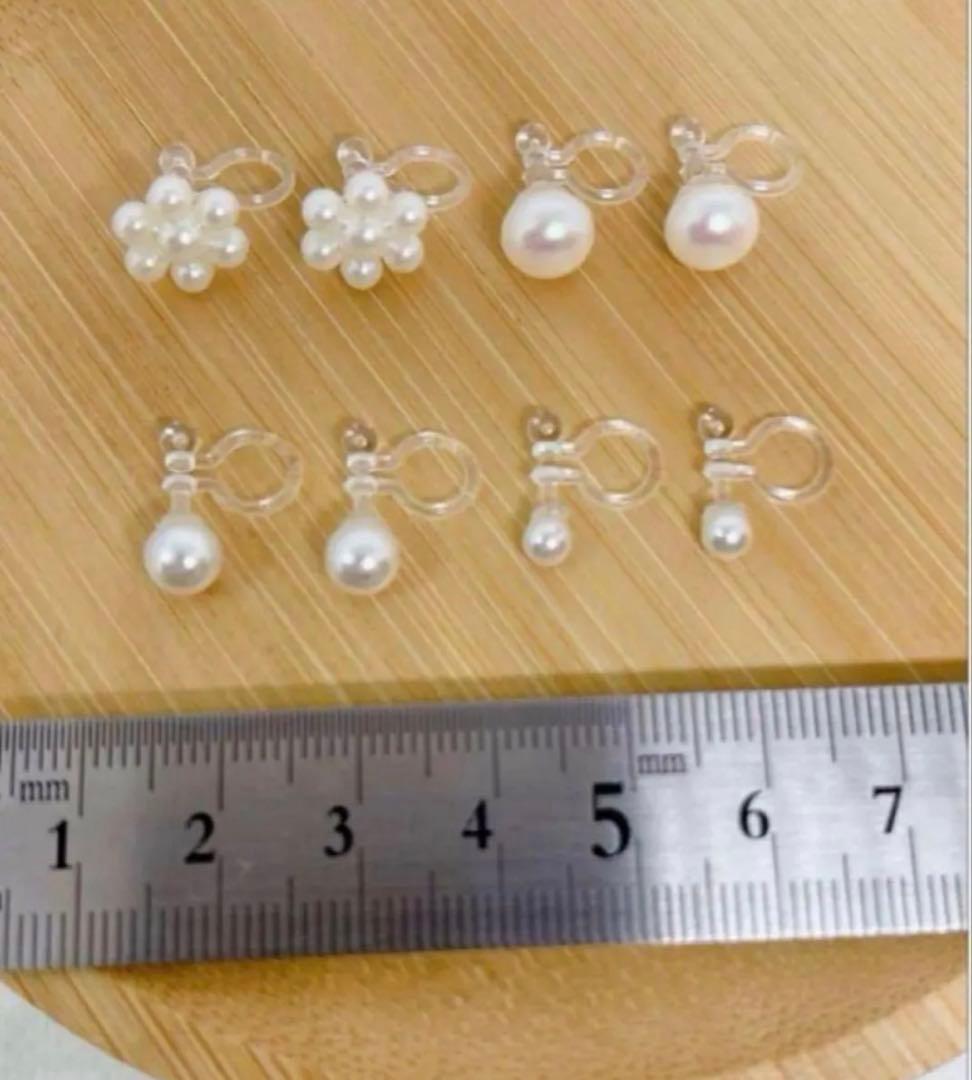 【955】樹脂パールノンホールピアス4ペア アレルギー対応イヤリングシンプル一粒 — image 4