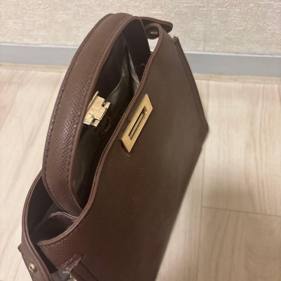 ブラウン ハンドバッグ ゴールド金具 — image 3