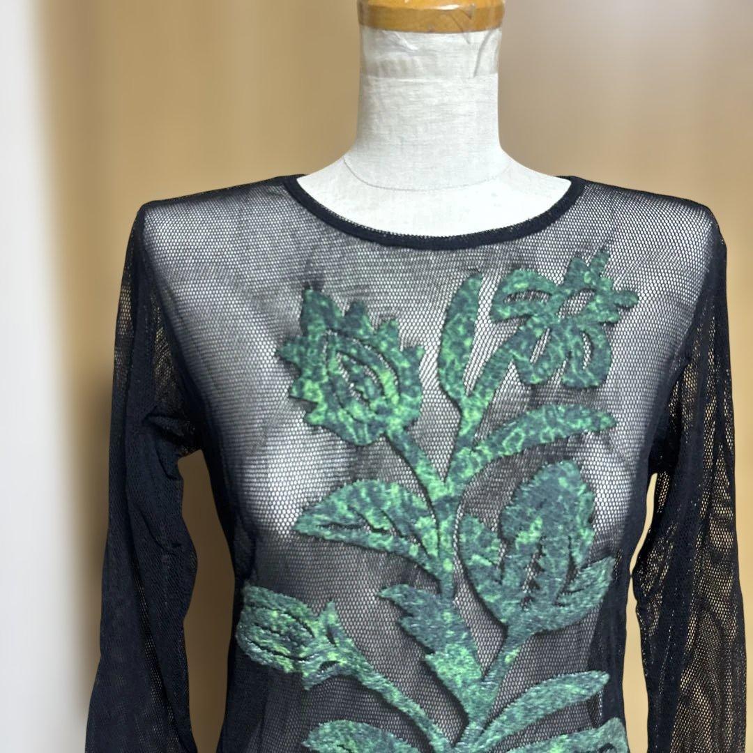 ヒロココシノ TRUNK トランク 花柄刺繍　メッシュ　トップス　40 黒色 — image 2