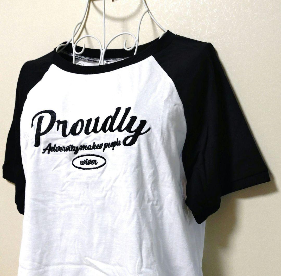 Proudly ロゴ刺繍 ラグランTシャツ　M — image 2