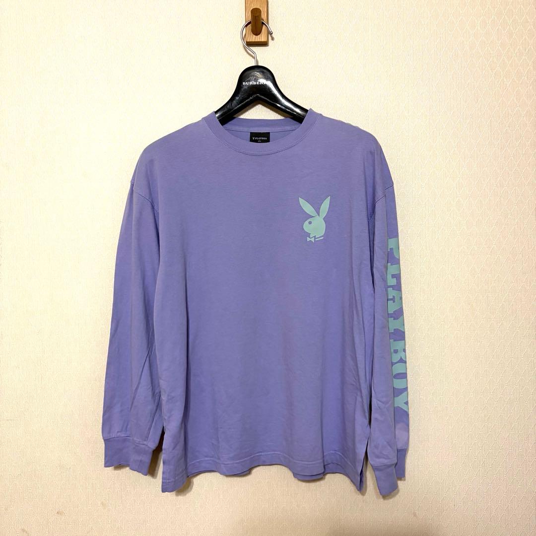 GU PLAYBOY コラボ ロンT 長袖Tシャツ メンズM パープル — image 2
