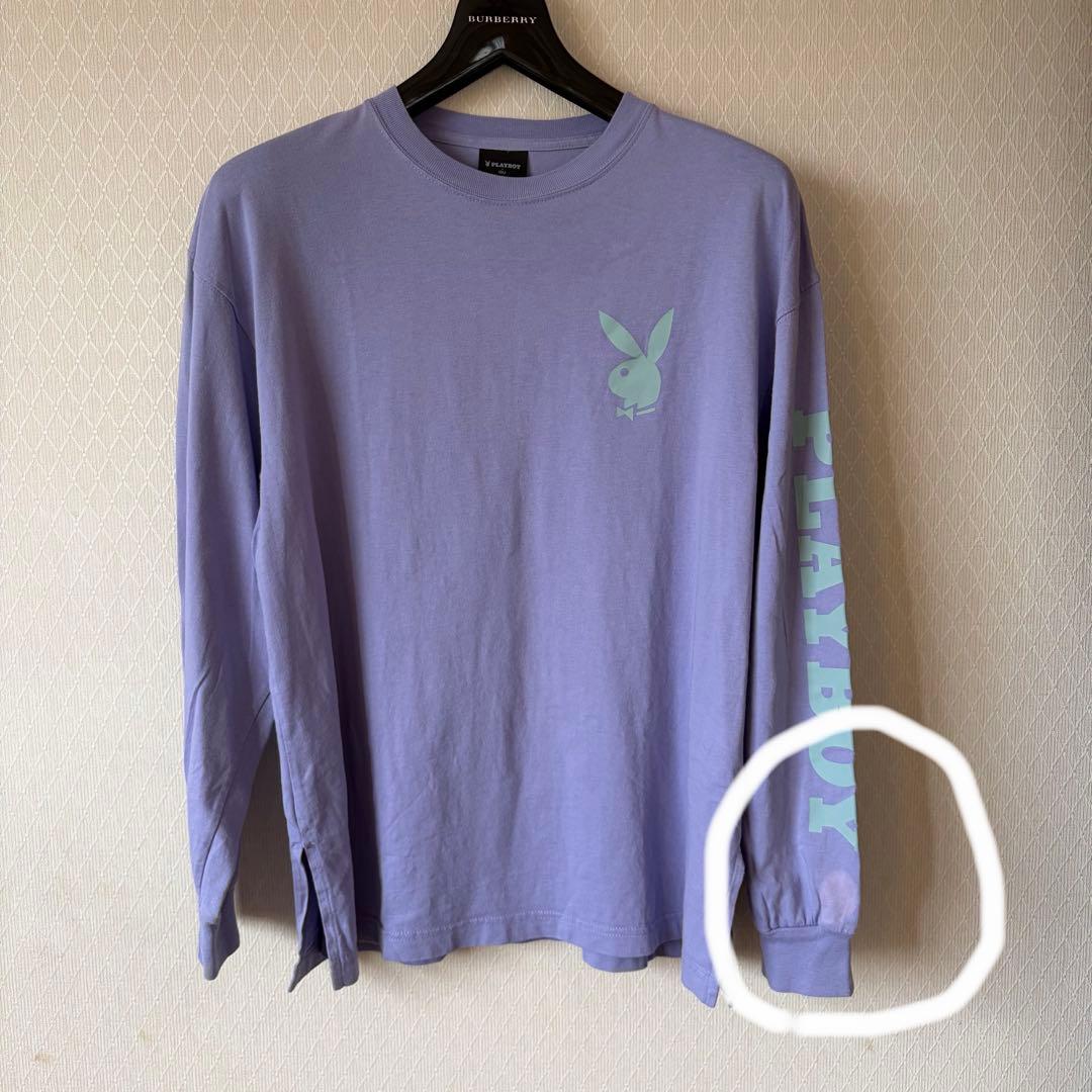 GU PLAYBOY コラボ ロンT 長袖Tシャツ メンズM パープル — image 3