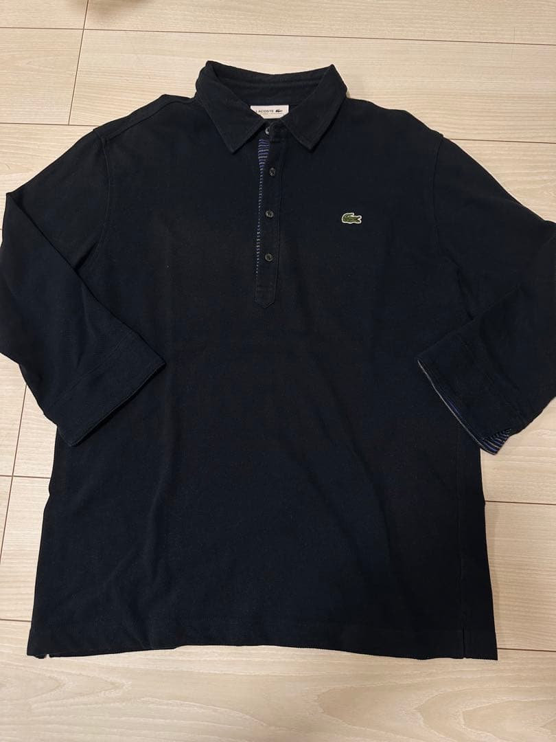 LACOSTE ラコステ 七分ポロシャツ 鹿の子 ワニロゴ ブラック 黒サイズ5 — image 3
