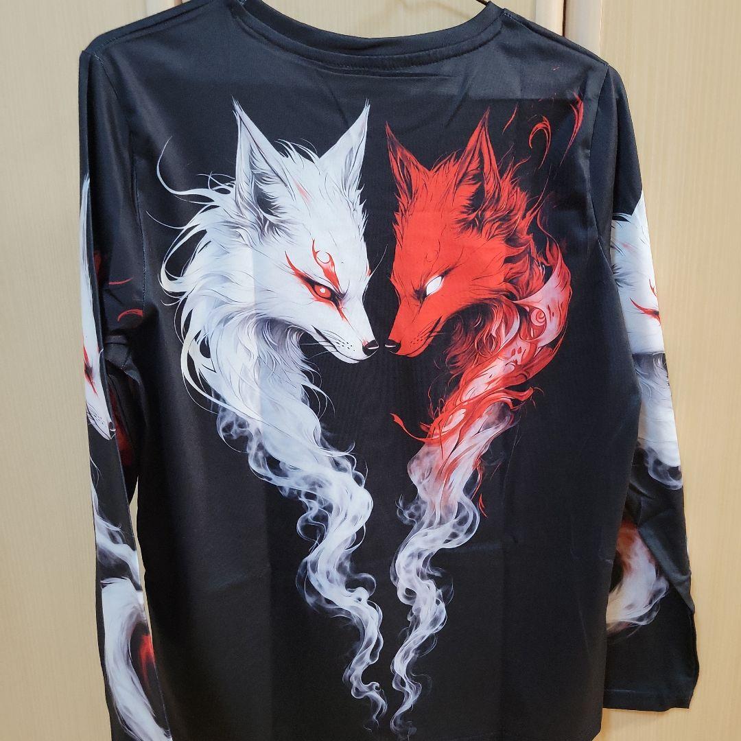 狐と少女のグラフィック 長袖Tシャツ — image 2