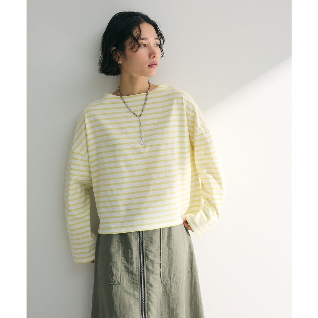 グリーンパークス ボックスシルエットボーダー 長袖Tシャツ イエロー F — image 3