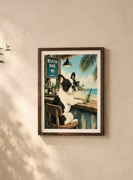 【フレンチブルドッグBEACH BAR】カラーアートポスターA4サイズ/海 — image 4