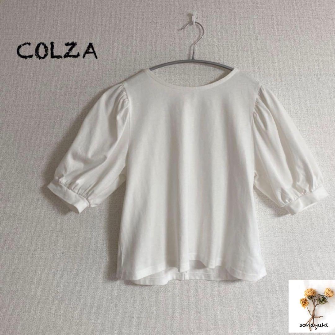 美品　COLZA コルザ　パフスリーブ　カットソー　　バックリボン結び　ホワイト — image 2