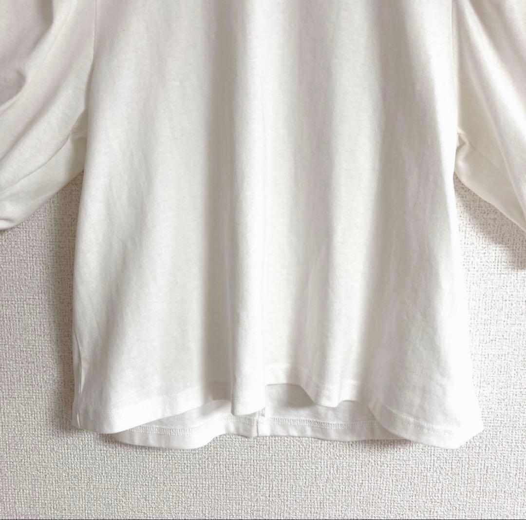 美品　COLZA コルザ　パフスリーブ　カットソー　　バックリボン結び　ホワイト — image 4