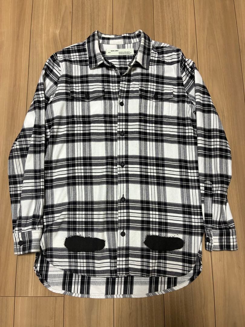 OFF-WHITE 長袖バックプリントチェックシャツ ※難あり — image 3