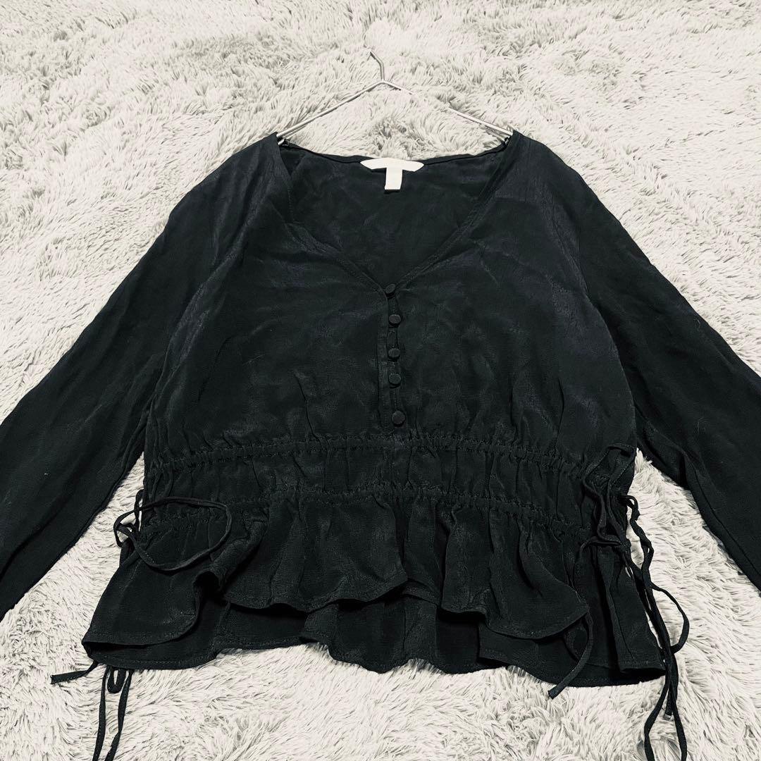 【H&M】ブラウス（38p）黒 Vネック — image 3
