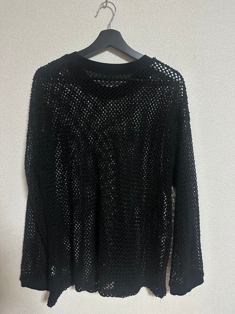 【トレンド】透かし編み メッシュニット 長袖 ブラック 黒 レイヤード 古着風 — image 2