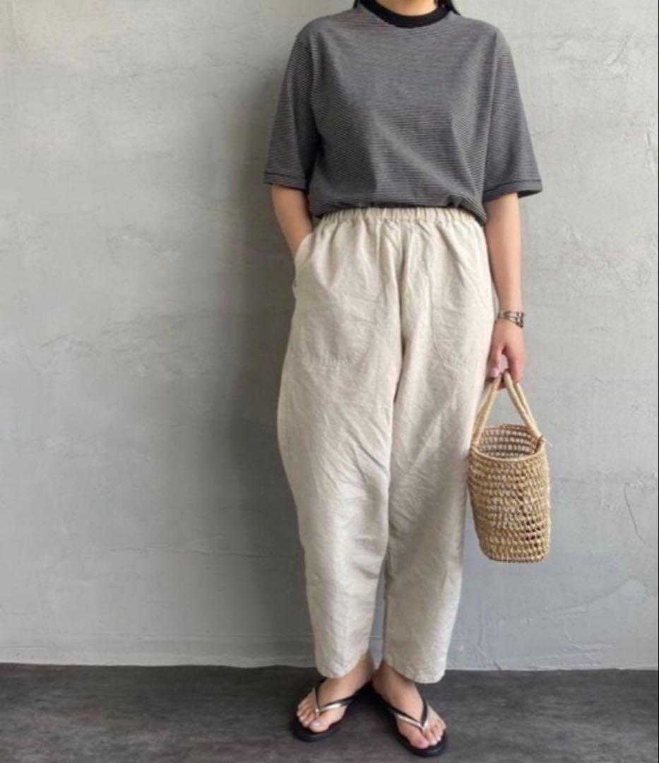 【美品】DANTON コットンリネン イージーパンツ　アイボリー　36 コクーン — image 2
