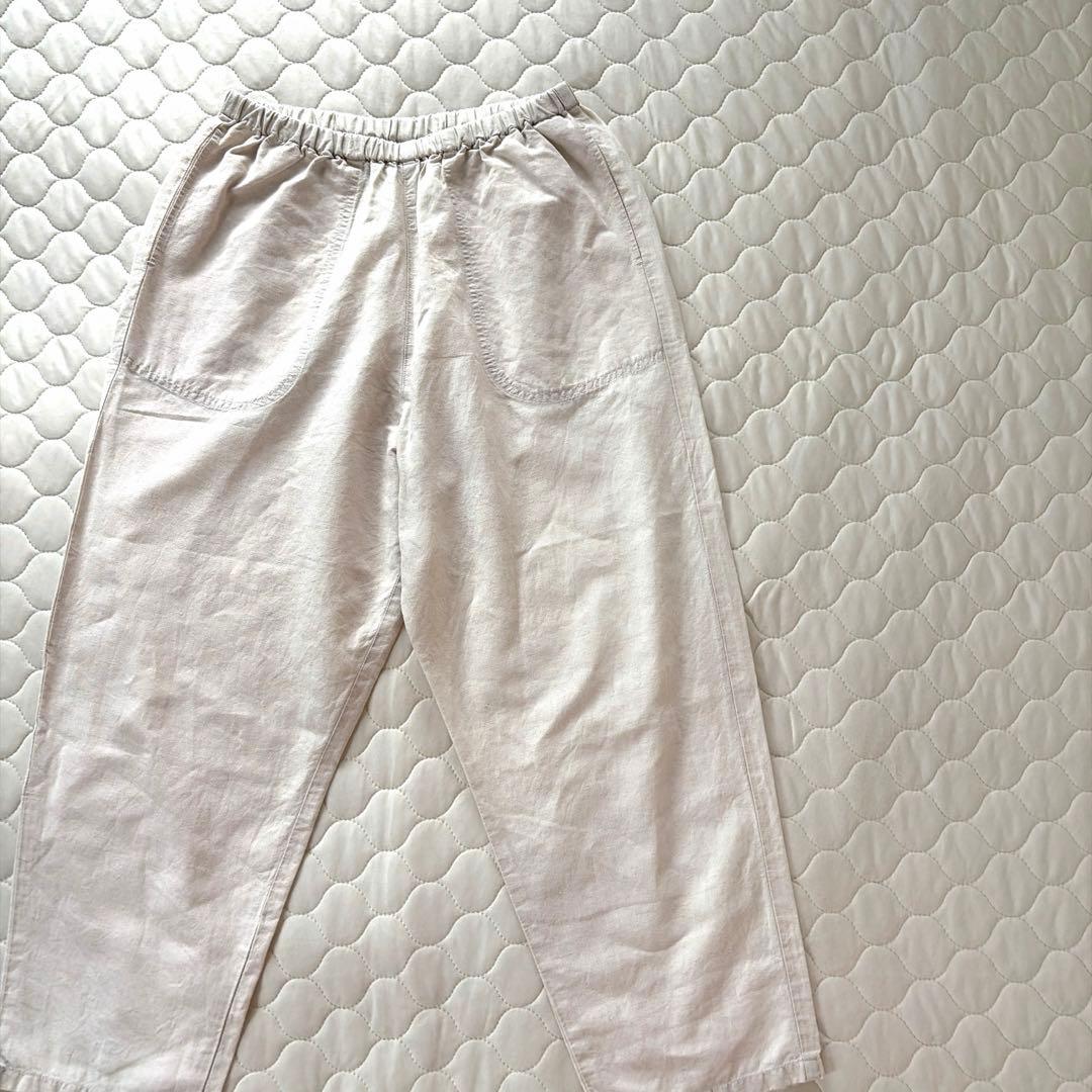 【美品】DANTON コットンリネン イージーパンツ　アイボリー　36 コクーン — image 5