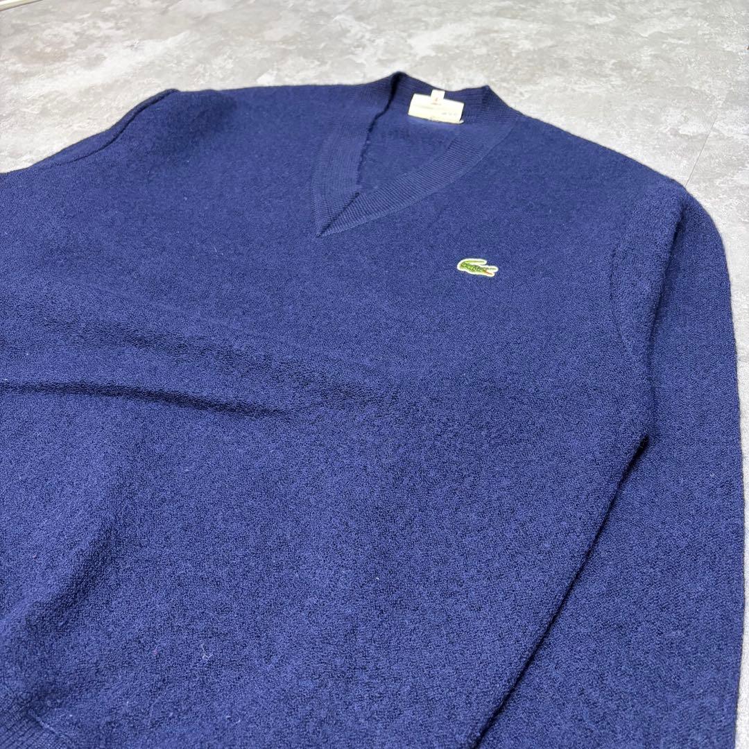 LACOSTE ラコステ ニット セーター ネイビー Vネック　ヴィンテージ — image 3
