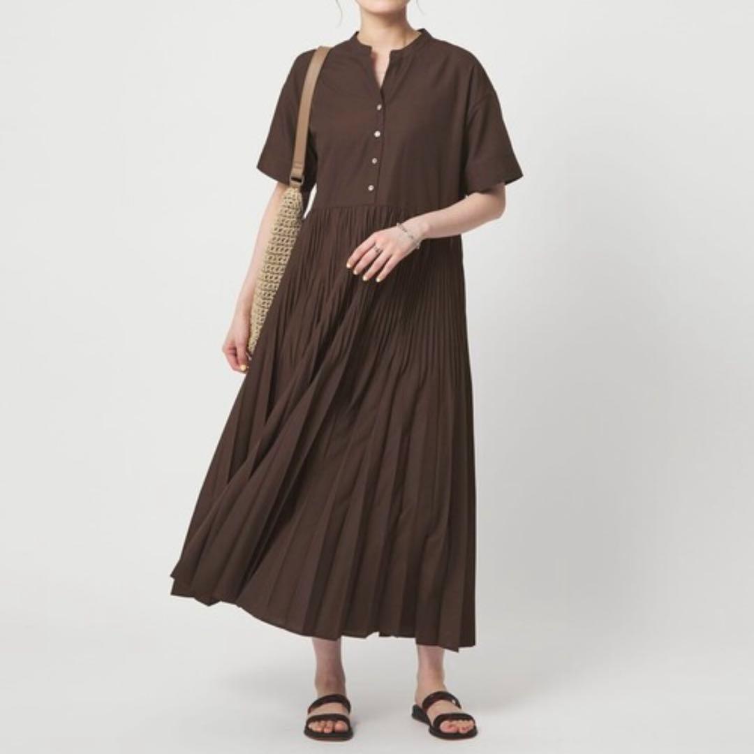 gleen label relaxing ワッシャープリーツワンピース　ブラウン — image 2