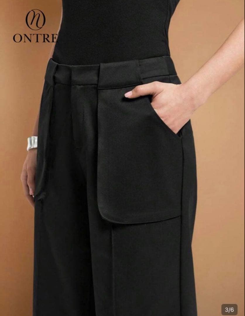 ONTRE ブラックパンツ　オフィスカジュアル ワイドパンツ — image 4