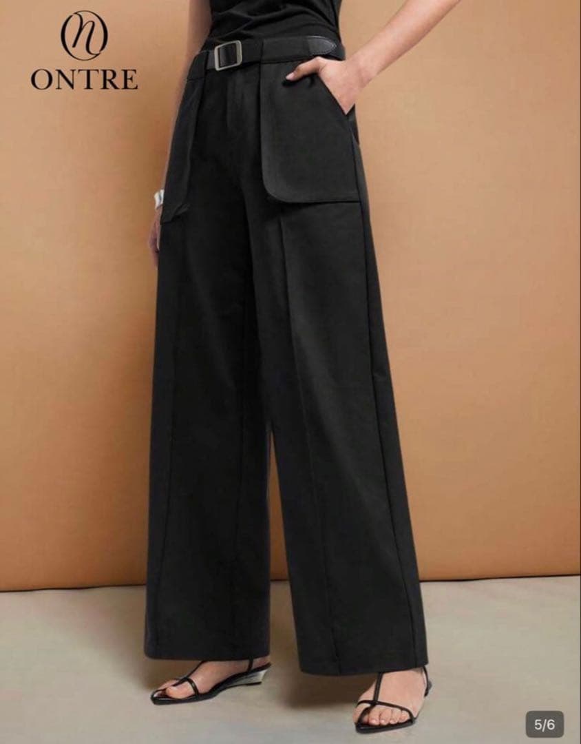 ONTRE ブラックパンツ　オフィスカジュアル ワイドパンツ — image 5