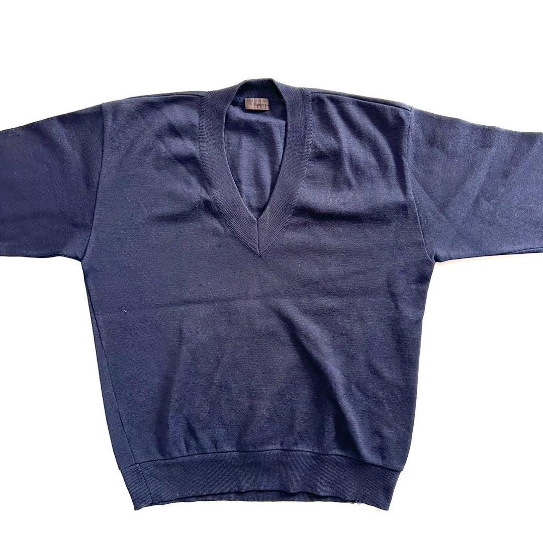 古着 COMME CA MEN ネイビー Vネックセーター — image 2