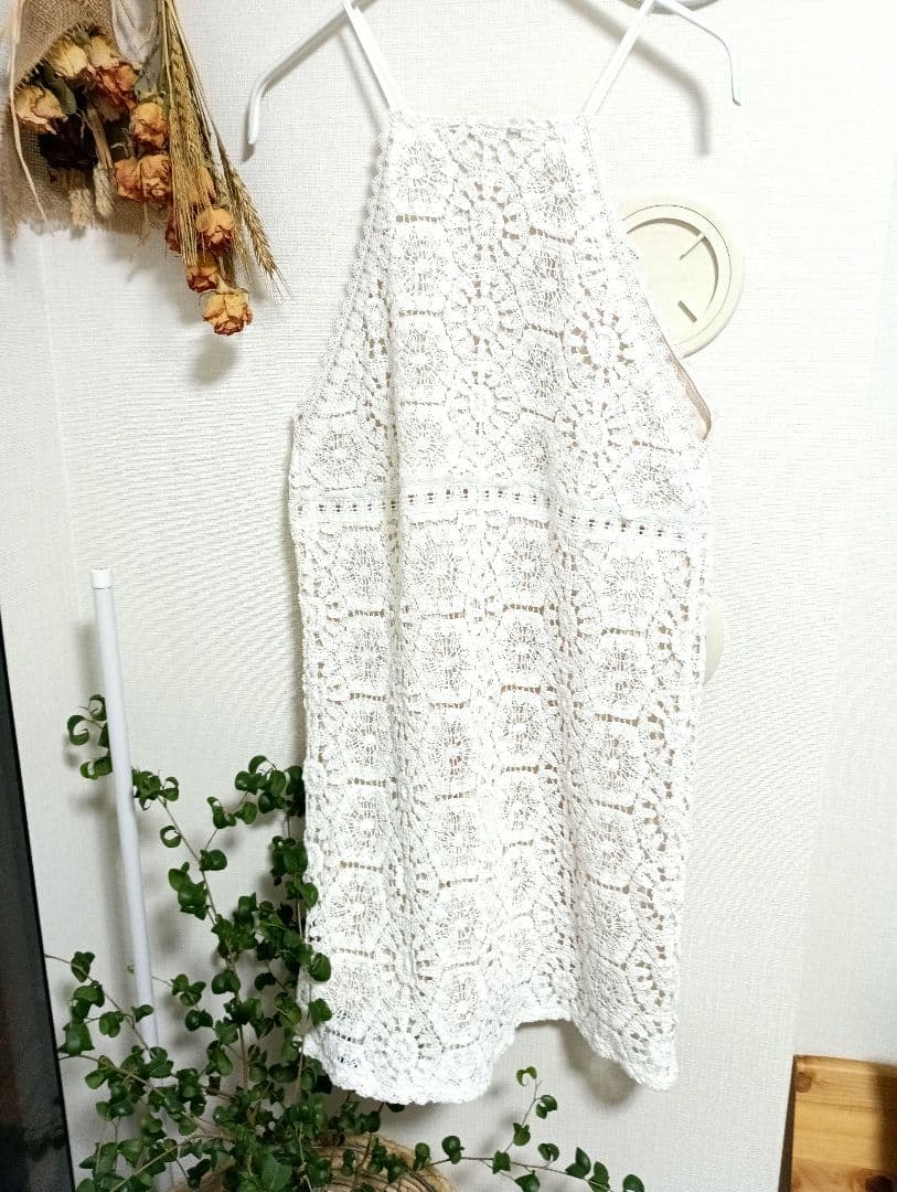 ZARA キャミワンピース ホワイト レースM — image 3