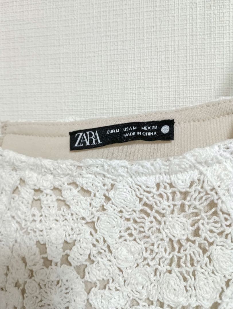 ZARA キャミワンピース ホワイト レースM — image 4