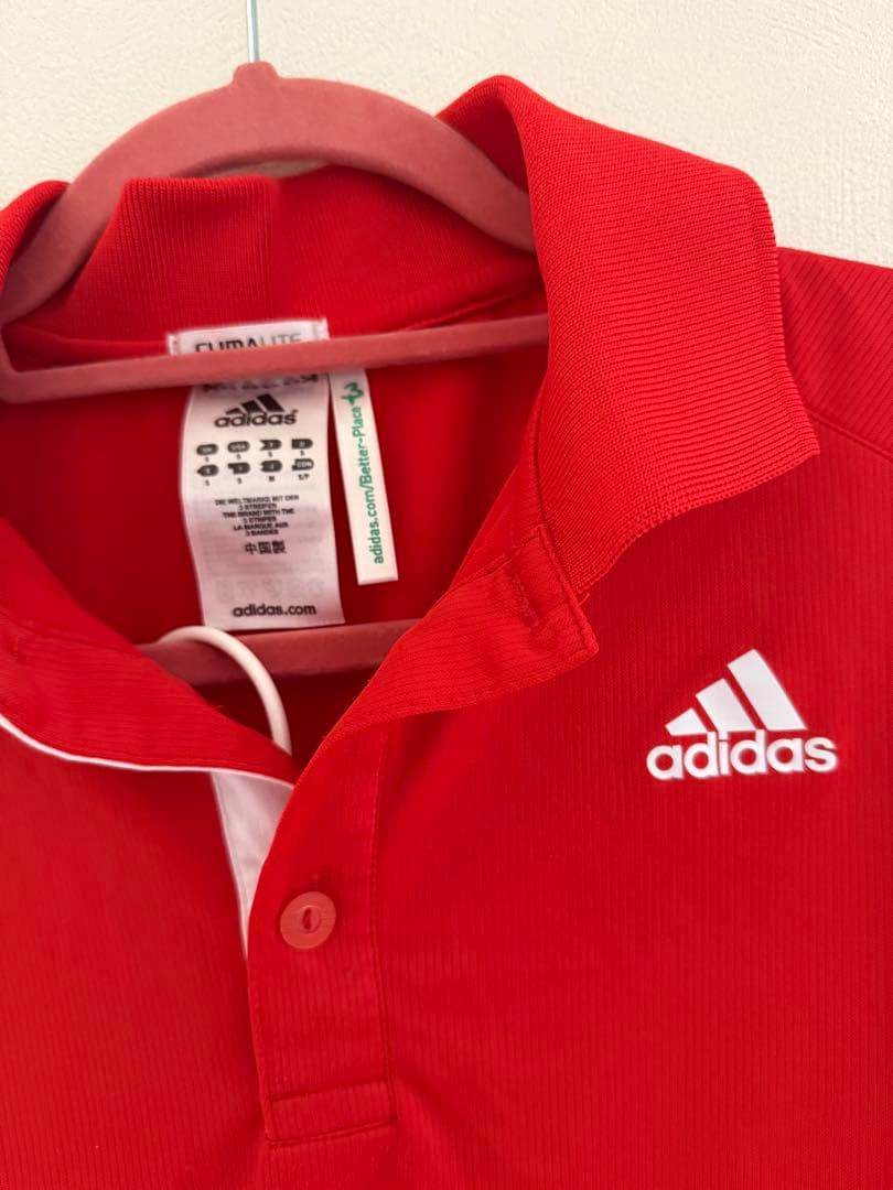 adidas 赤 ポロシャツ & グレー ショートパンツ　テニス　ウェア　セット — image 2