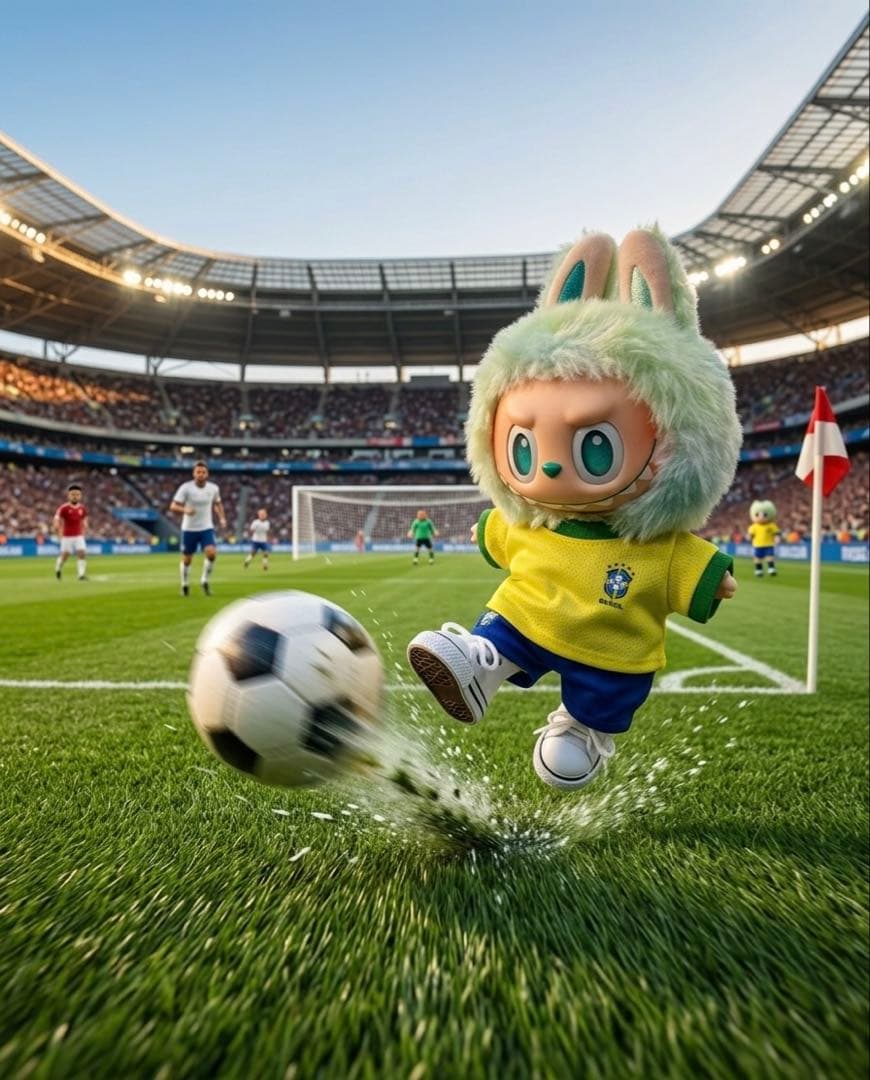 ラブブぬいぐるみ服 3点セット ブラジル サッカーユニフォーム 靴付き 17cm — image 3