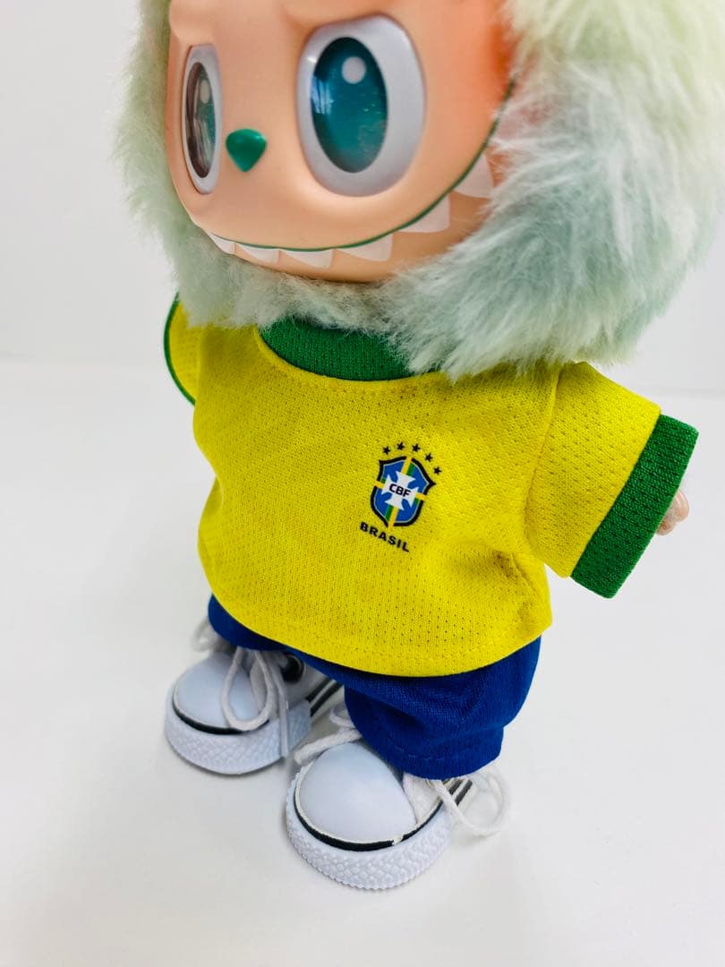 ラブブぬいぐるみ服 3点セット ブラジル サッカーユニフォーム 靴付き 17cm — image 5