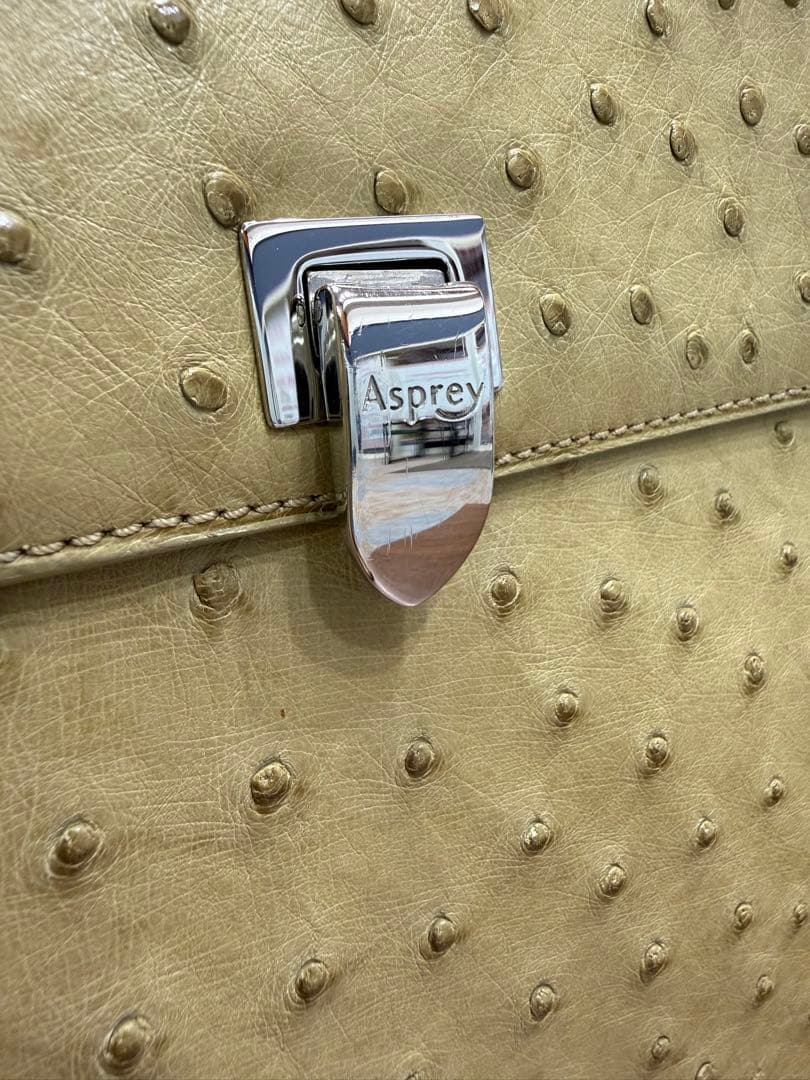 アスプレイ Asprey オーストリッチ ハンドバッグ クリーム色 フルポイント — image 3