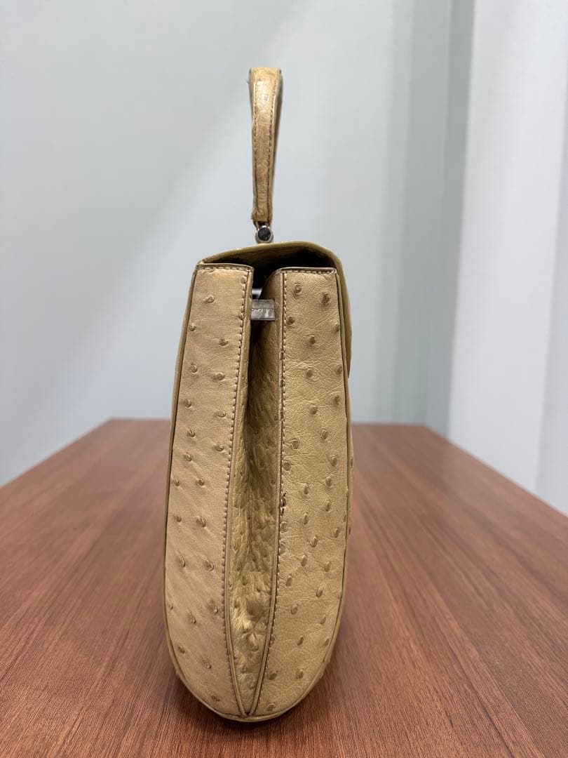 アスプレイ Asprey オーストリッチ ハンドバッグ クリーム色 フルポイント — image 4