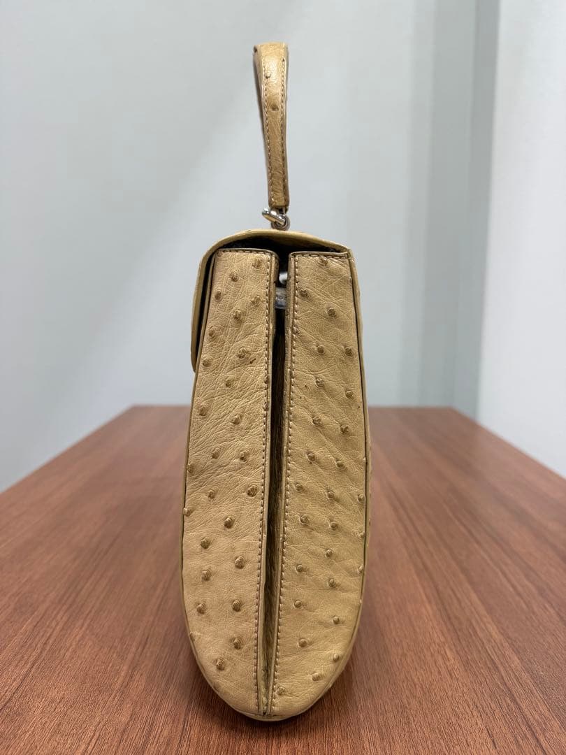 アスプレイ Asprey オーストリッチ ハンドバッグ クリーム色 フルポイント — image 5