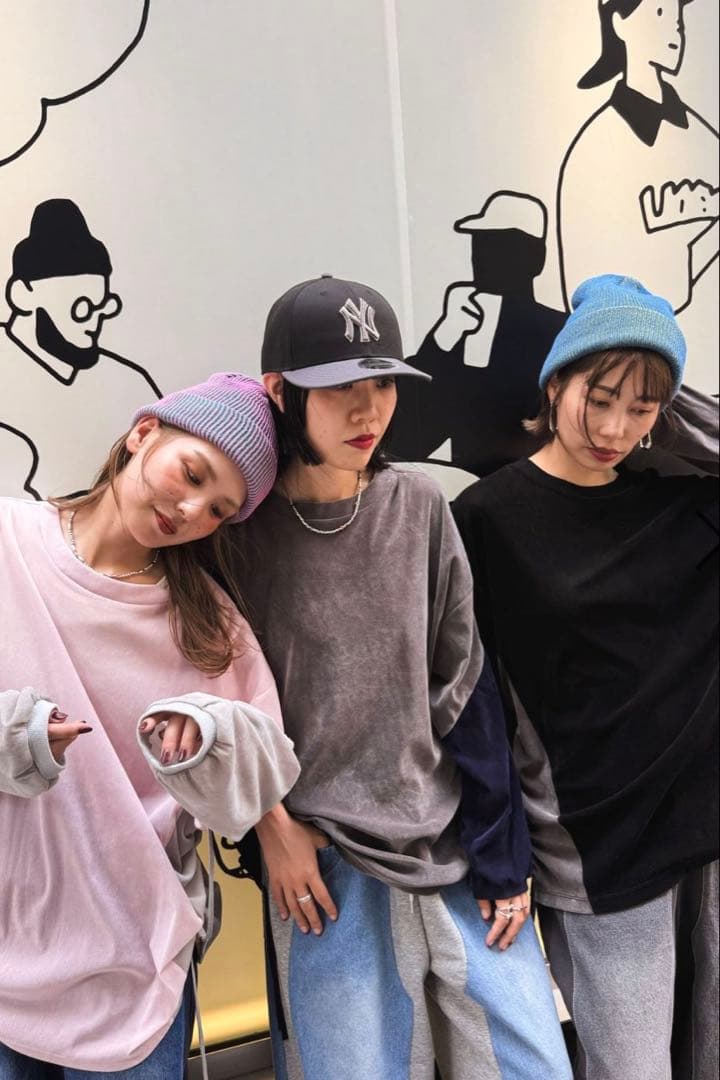 ニコアンド　チュールベロアルーズプルオーバー　グレー✖️ネイビー — image 3