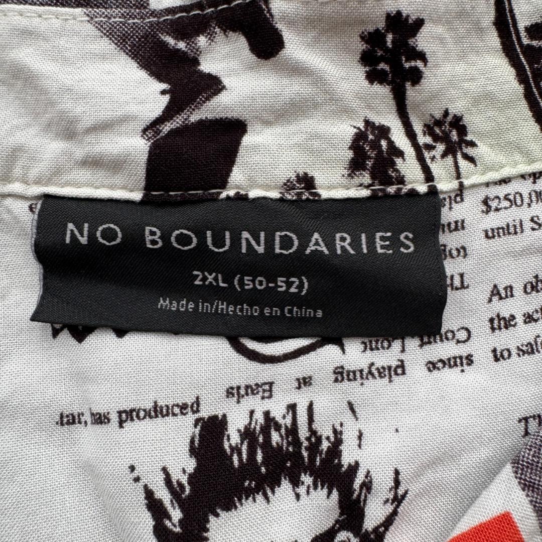 美品 NO BOUNDARIES 2XLニュースペーパー柄 半袖シャツ レーヨン — image 2