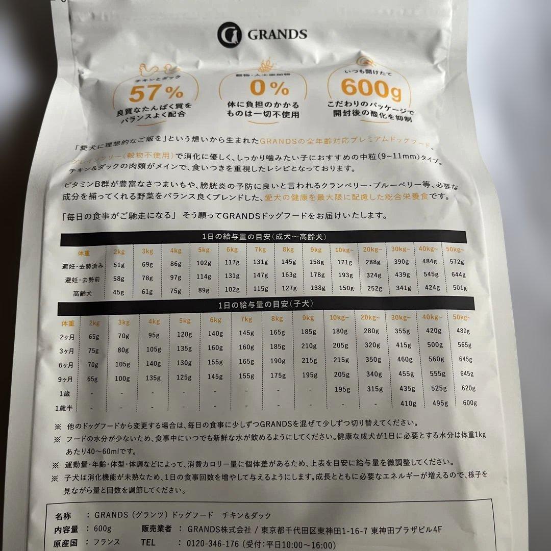 GRANDS ドッグフード　チキン&ダック 600g — image 2