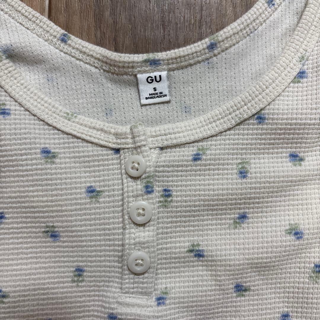 GU ワッフルヘンリーネック 長袖 キャミソール セット — image 2