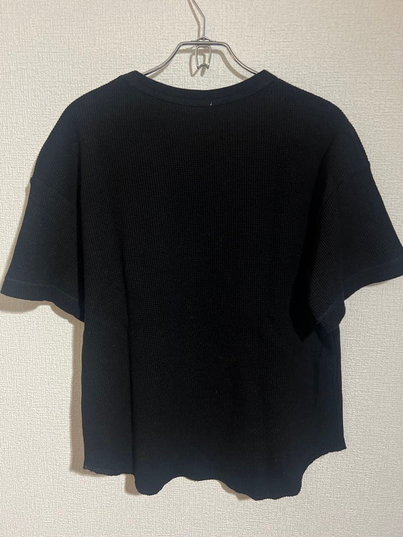 ブラック ワッフル 半袖Tシャツ サーマル 短丈 — image 2