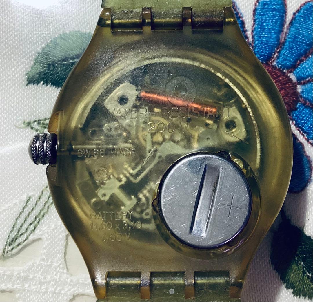 Swatch スケルトンオレンジ時計 200m防水 — image 2