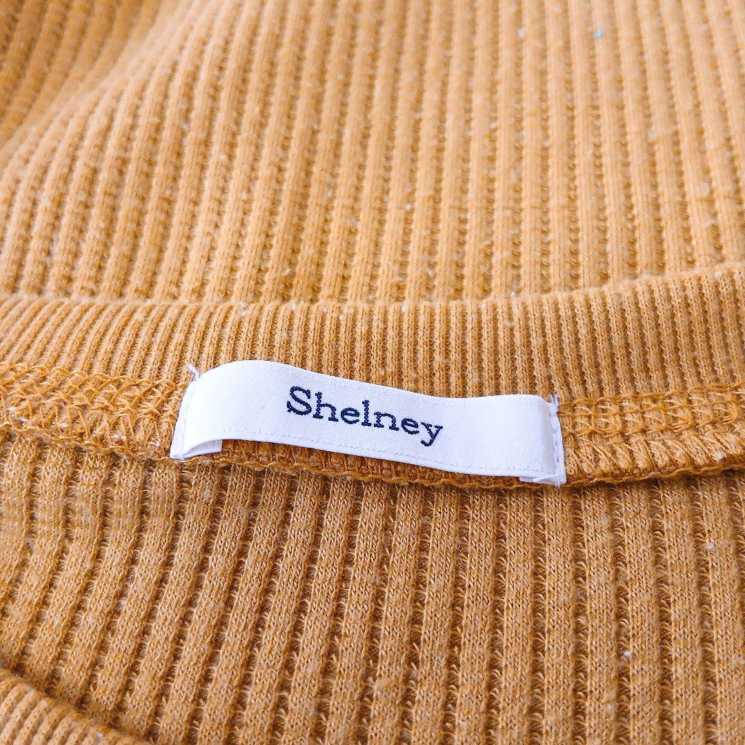 Shelney ワッフルリブ キーネック フレンチスリーブ マスタード L — image 5