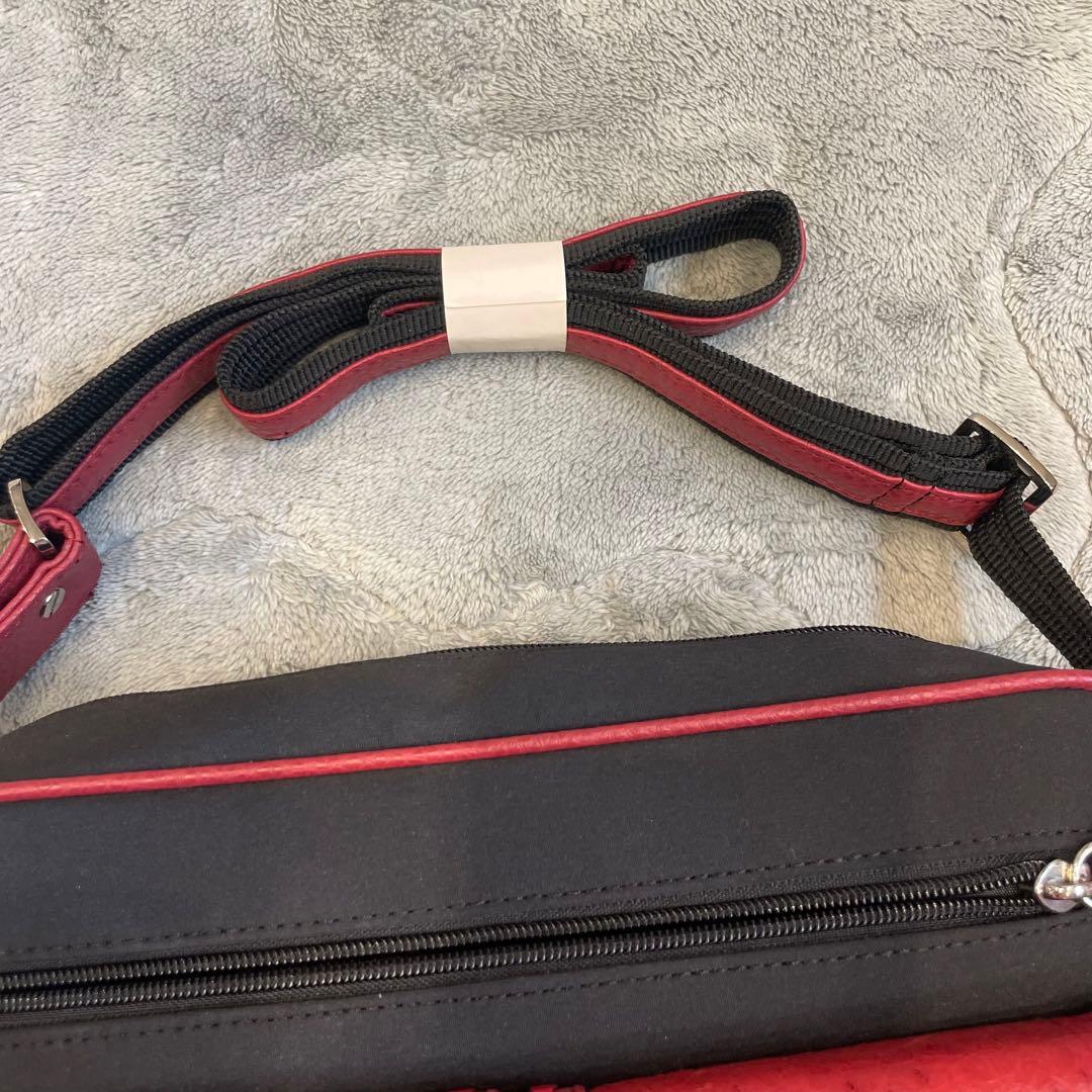 新品未使用✨OSTRICH オーストリッチ ナイロン ショルダーバッグ 赤 黒 — image 5