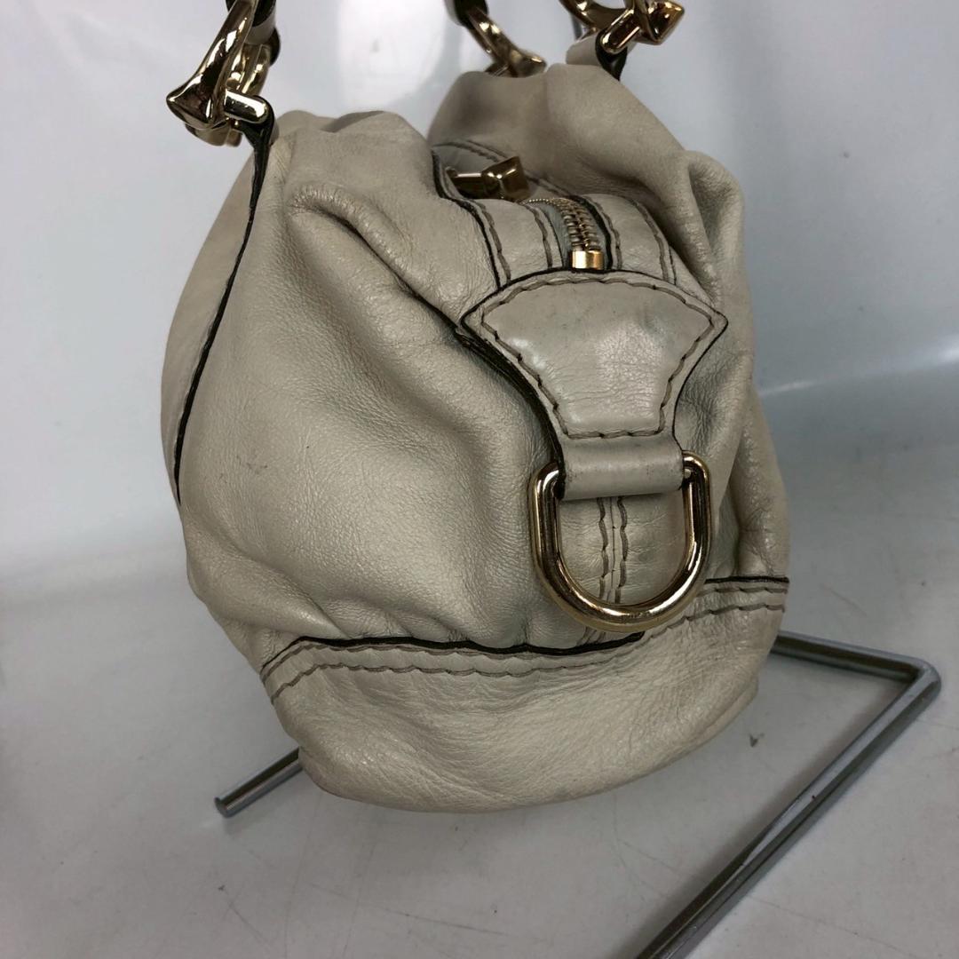 GUCCI グッチ レザー ハンドバッグ ホワイト ゴールド金具 レディース — image 3