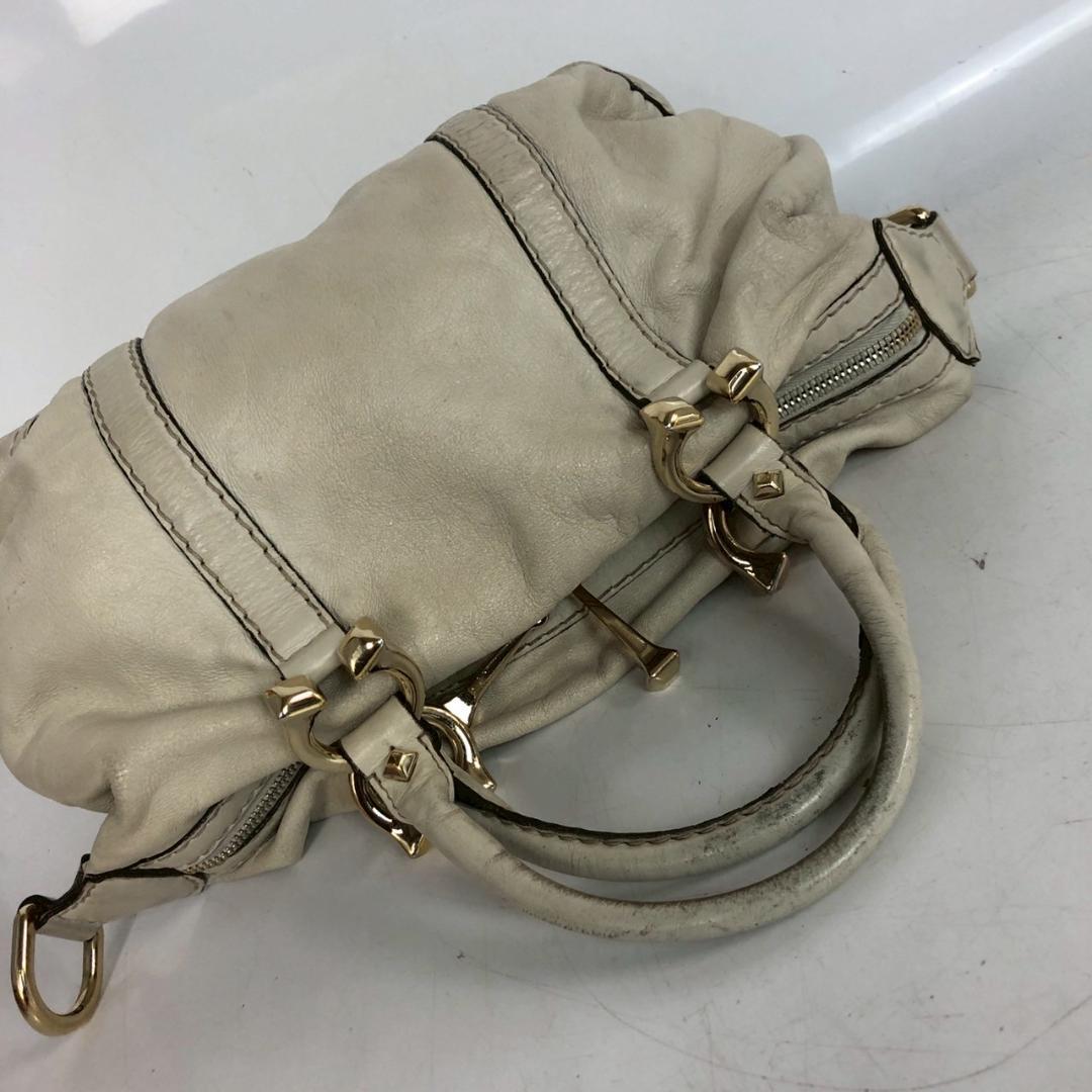 GUCCI グッチ レザー ハンドバッグ ホワイト ゴールド金具 レディース — image 5