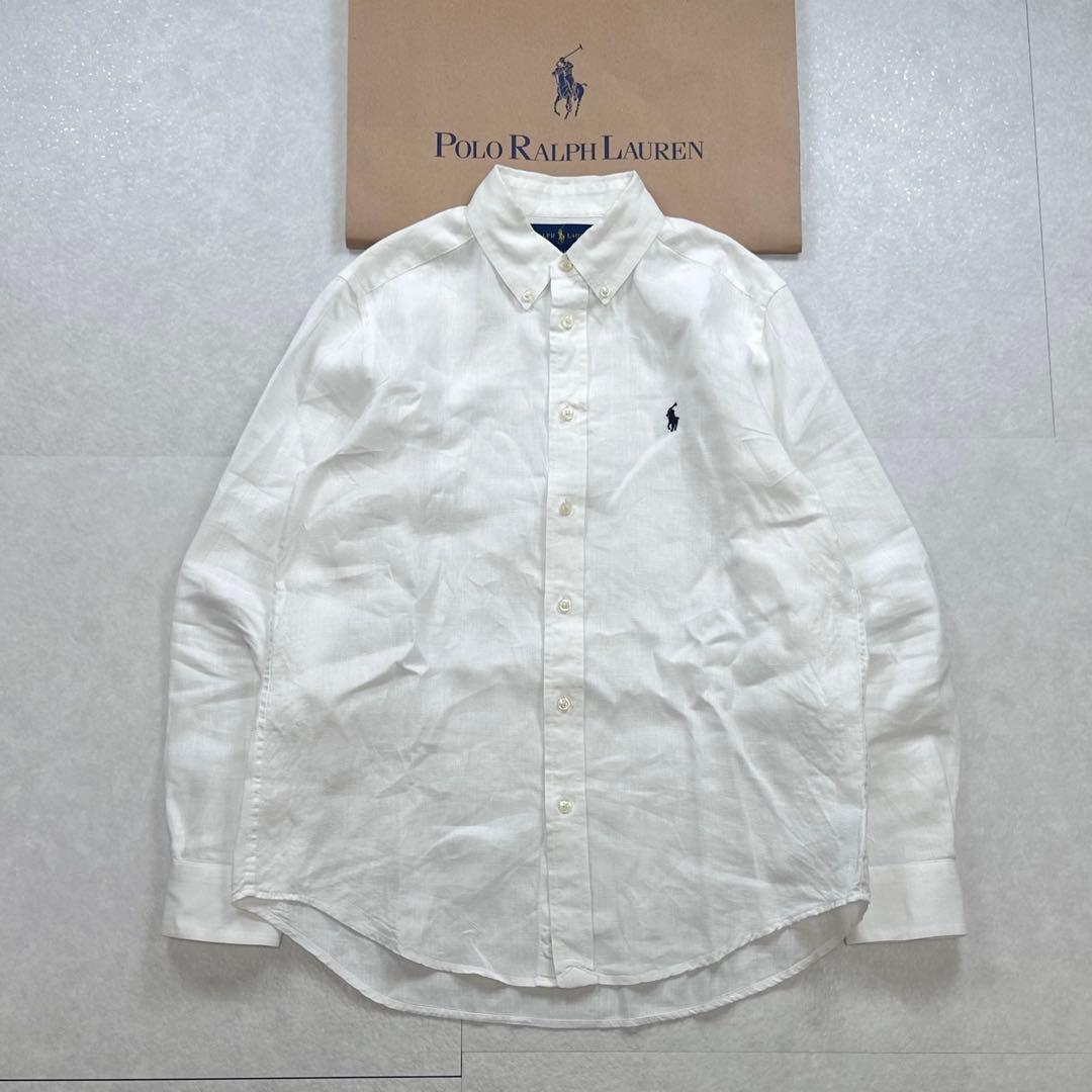 【美品】RALPH LAUREN BDリネンシャツ ホワイト L(14-16) — image 2
