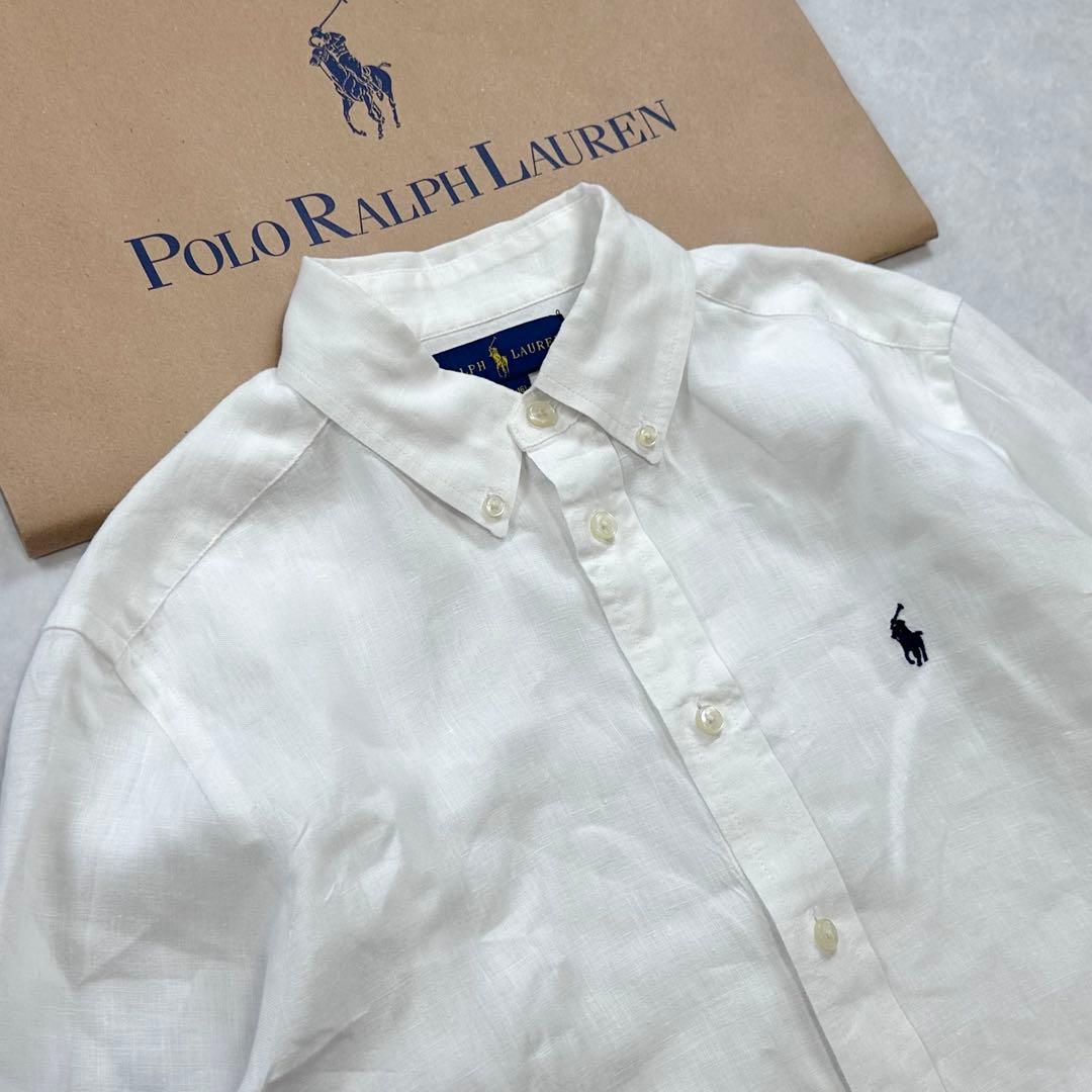 【美品】RALPH LAUREN BDリネンシャツ ホワイト L(14-16) — image 3