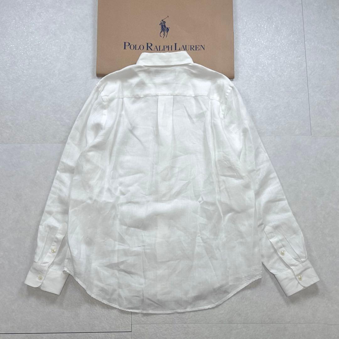 【美品】RALPH LAUREN BDリネンシャツ ホワイト L(14-16) — image 4
