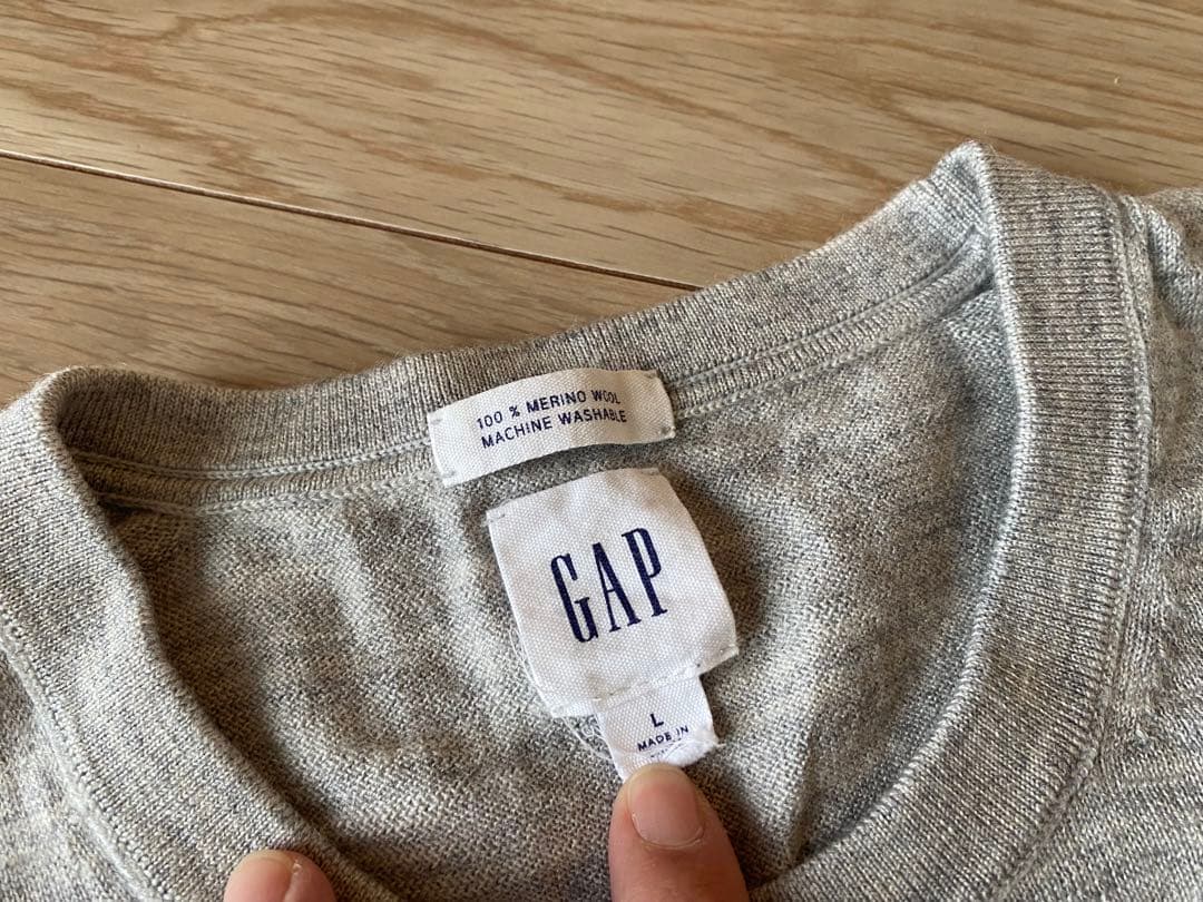 GAP メリノウール100% ニット セーター L 灰紺 — image 2
