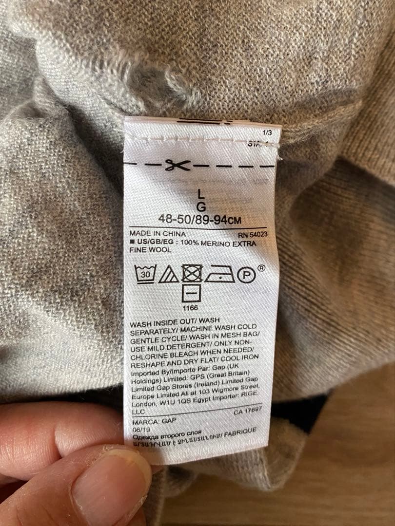 GAP メリノウール100% ニット セーター L 灰紺 — image 3