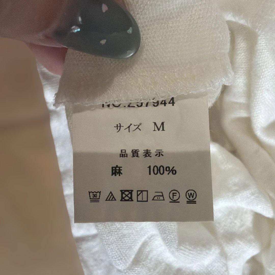 MANSART 麻100% 長袖カットソー ホワイト M — image 3