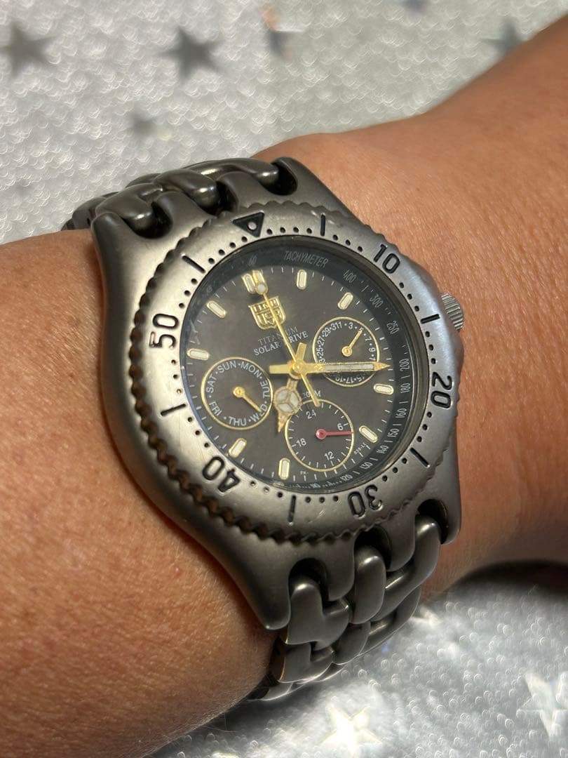 【魅力的稼働品】ELGIN ソーラードライブ チタン 200m防水 メンズ腕時計 — image 2