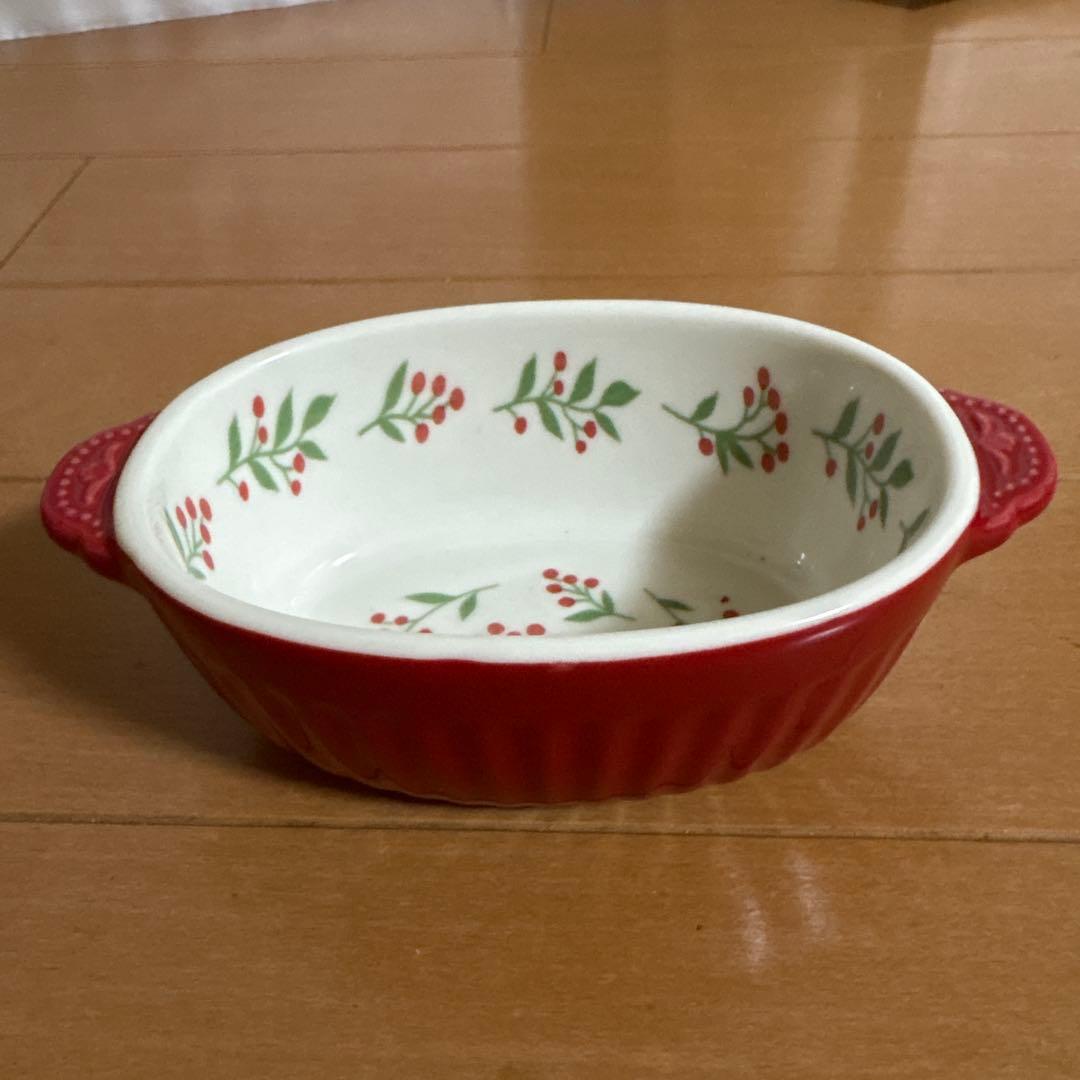【新品】オーブン使用◎グラタン皿 楕円型 北欧柄フローラルデザイン 4セット — image 2