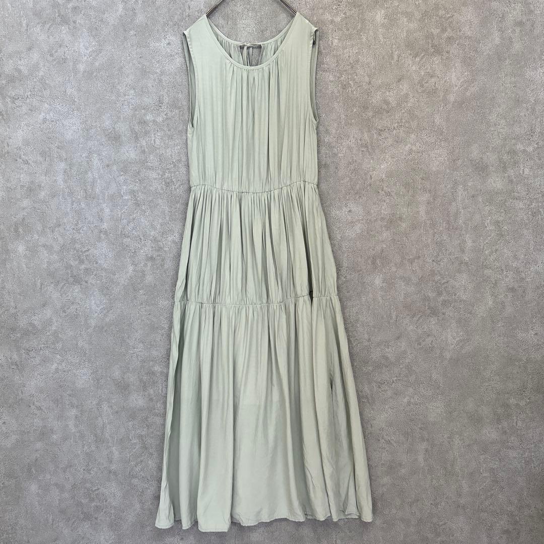 ♡フィフス【M】バックリボンティアードワンピース ノースリーブ ロング グリーン — image 2